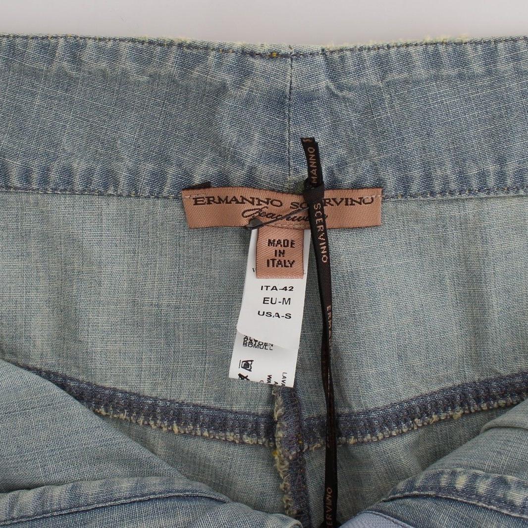 Ermanno Scervino Beachwear Blue Denim City Casual Dress Shorts