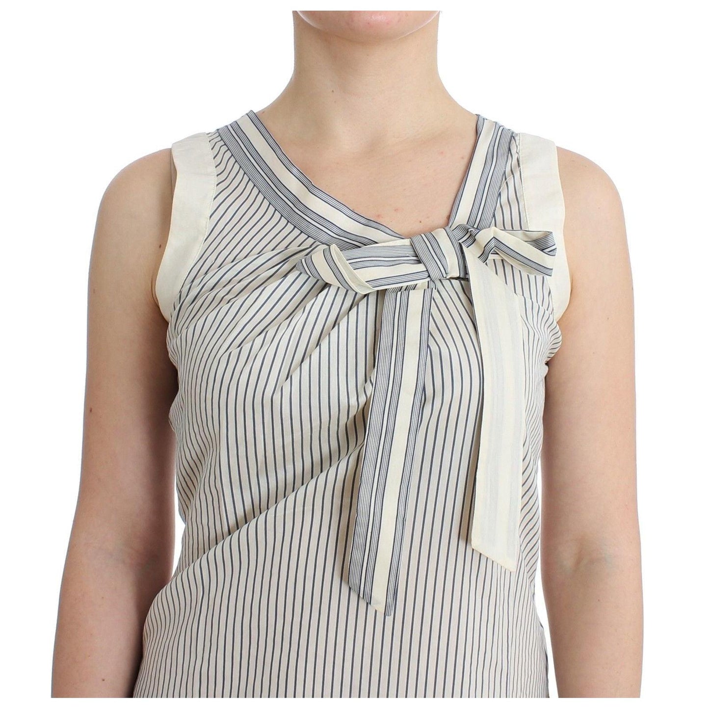 Ermanno Scervino Beachwear Striped Top Blouse Shirt Bow Tank