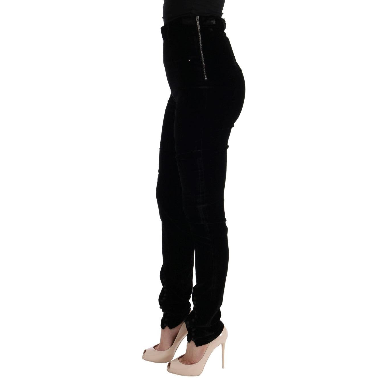 Ermanno Scervino Black Velvet Slim Fit Pants