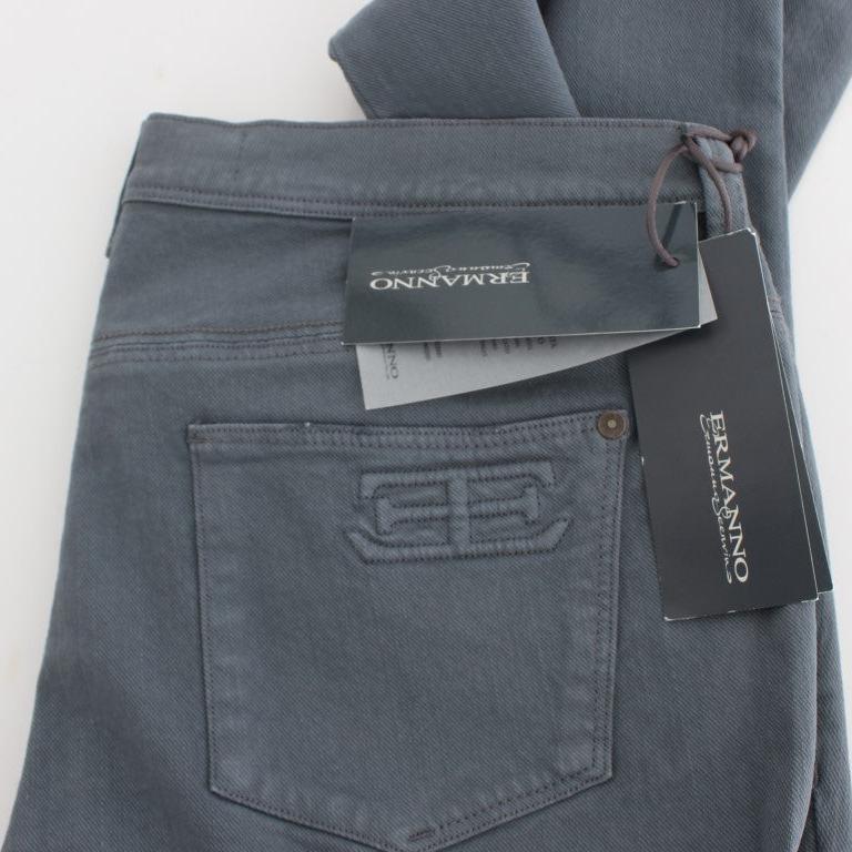 Ermanno Scervino Blue Cotton Blend Slim Fit Bootcut Jeans