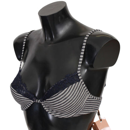 Ermanno Scervino Blue Stripes Lace Reggiseno Bra Underwear