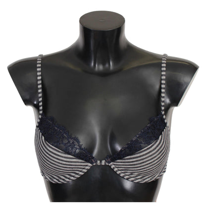 Ermanno Scervino Blue Stripes Lace Reggiseno Bra Underwear