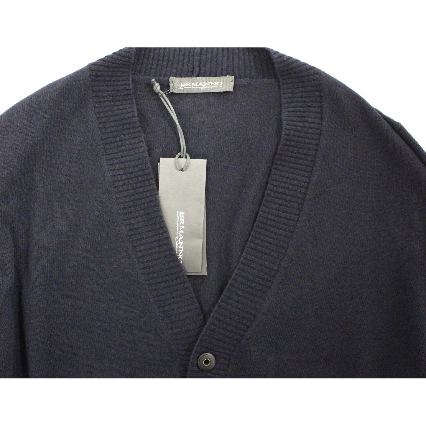 Ermanno Scervino Blue Wool Cashmere Cardigan Pullover Sweater