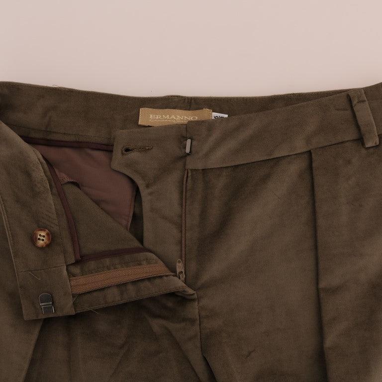 Ermanno Scervino Brown Velvet Bermuda Shorts