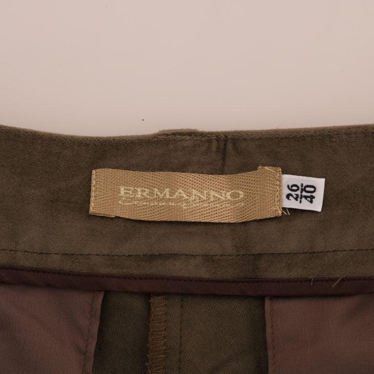 Ermanno Scervino Brown Velvet Bermuda Shorts