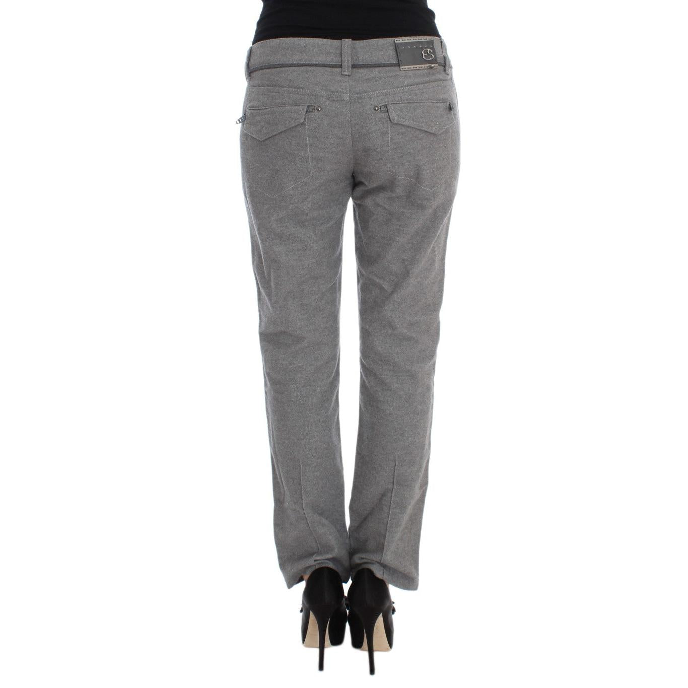 Ermanno Scervino Gray Cotton Straight Fit Casual Pants