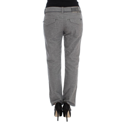 Ermanno Scervino Gray Cotton Straight Fit Casual Pants