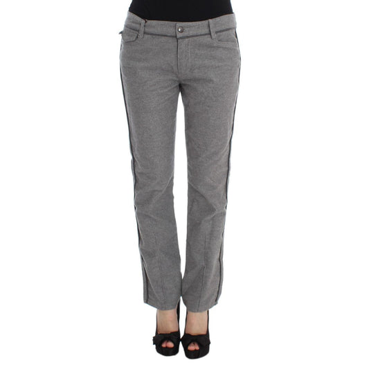 Ermanno Scervino Gray Cotton Straight Fit Casual Pants