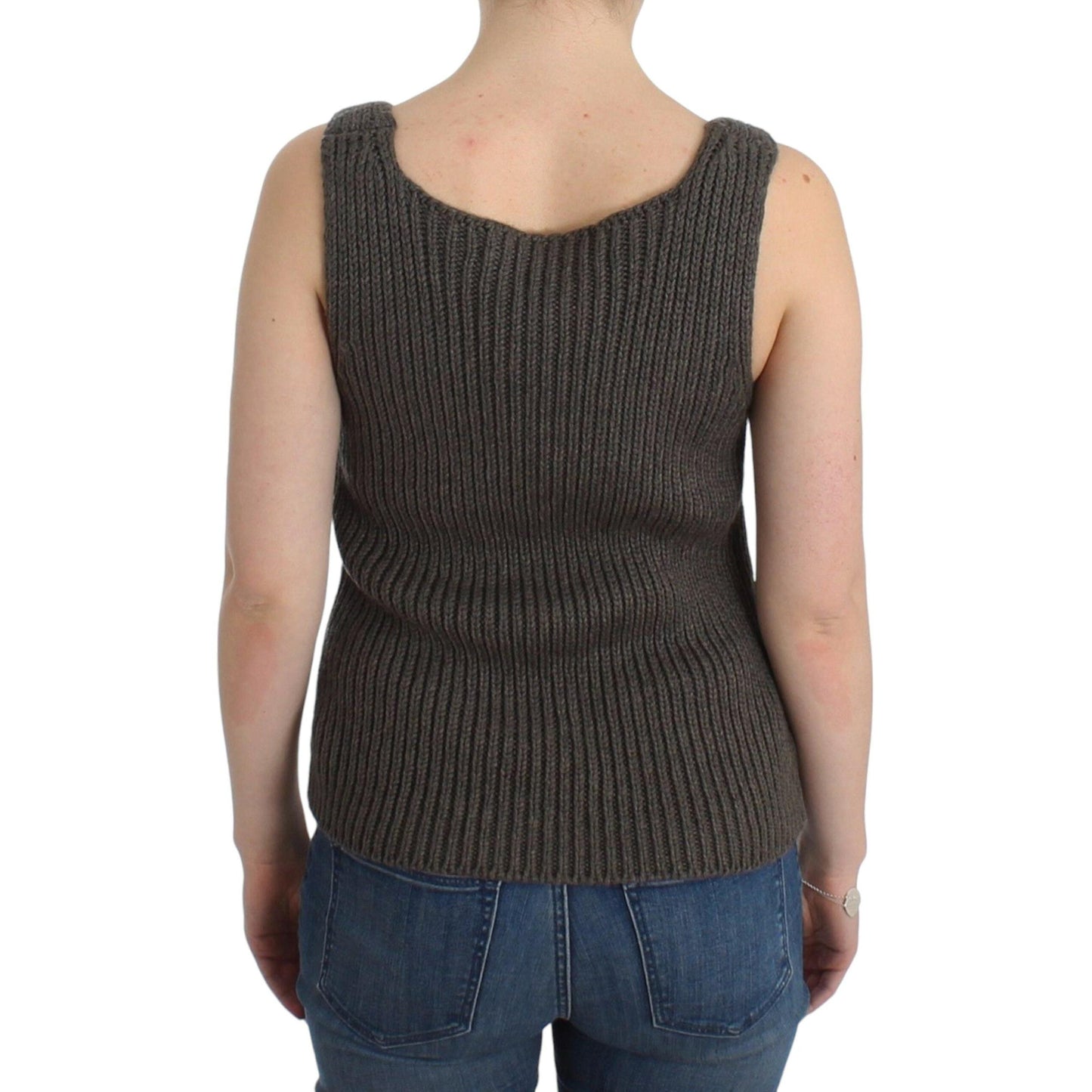 Ermanno Scervino Gray Knit Top Knitted Sweater Merino Wool