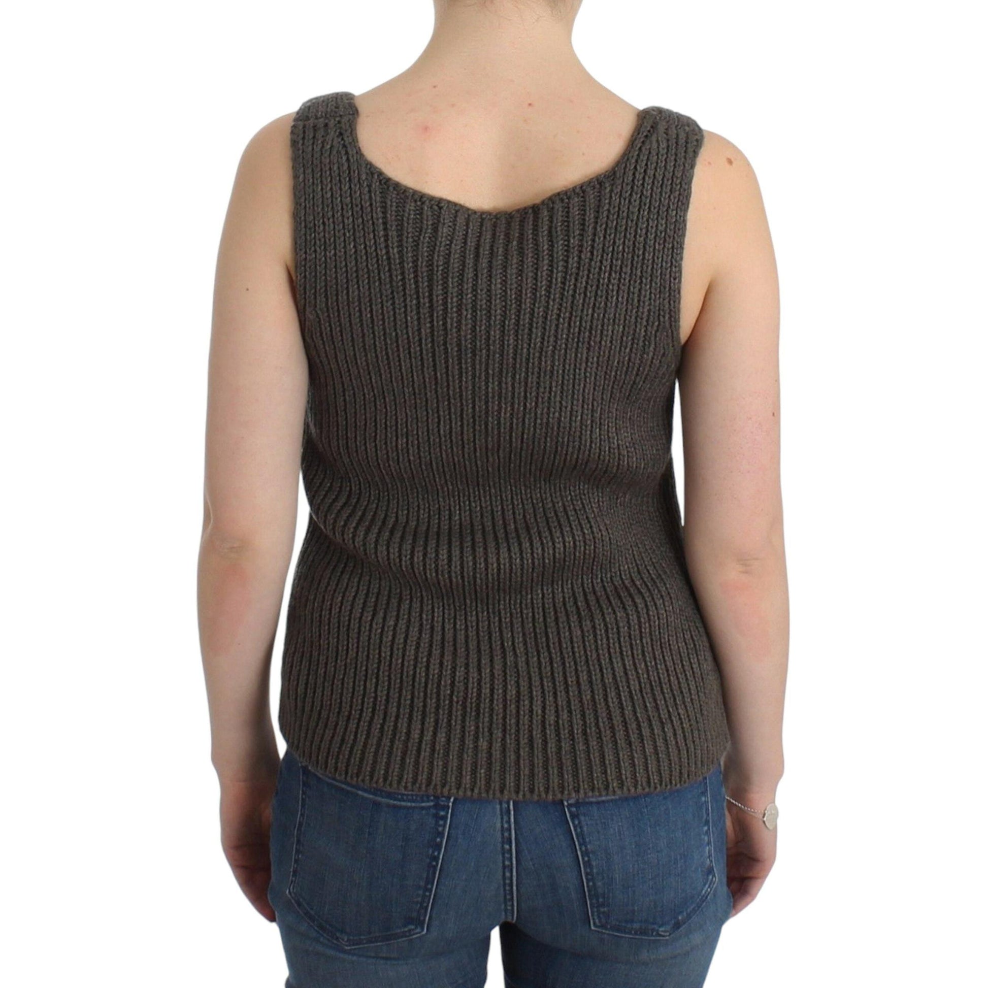 Ermanno Scervino Gray Knit Top Knitted Sweater Merino Wool