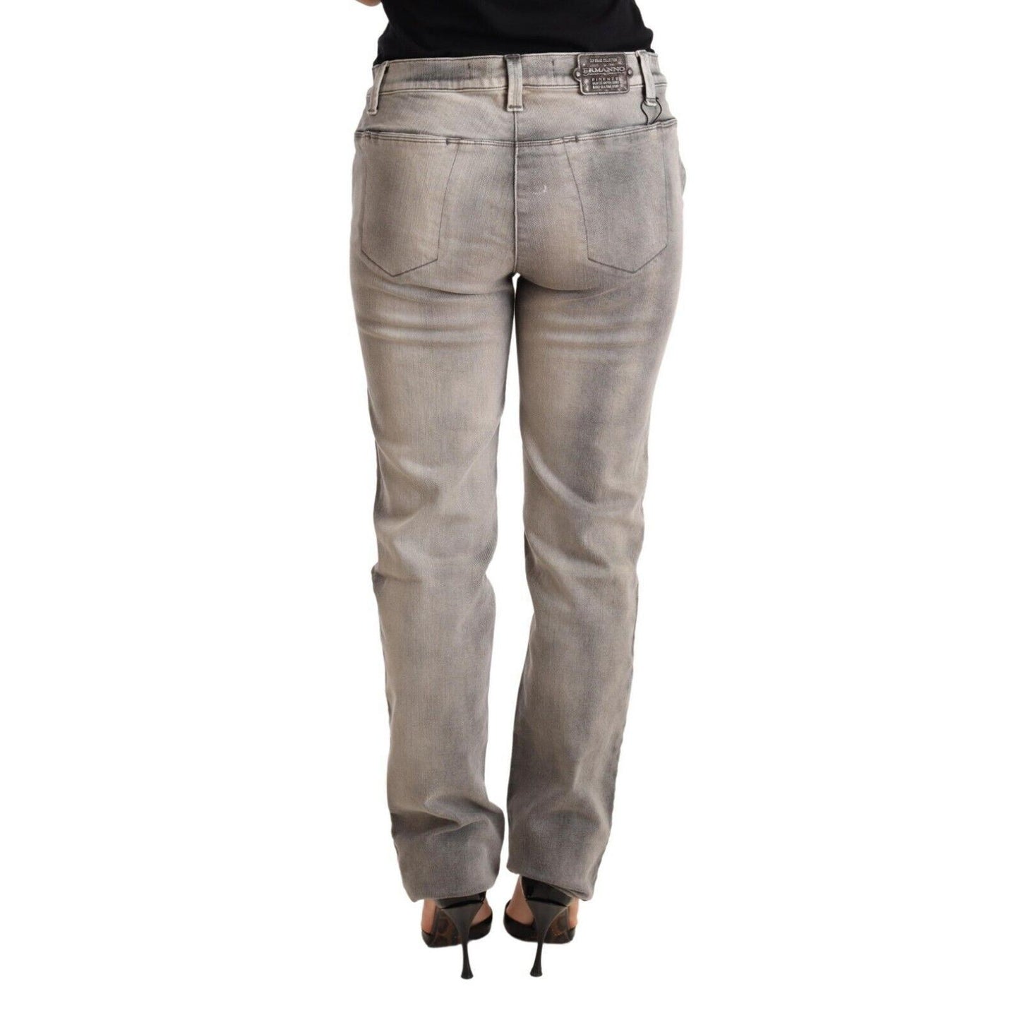 Ermanno Scervino Gray Washed Low Waist Skinny Trouser Cotton Jeans