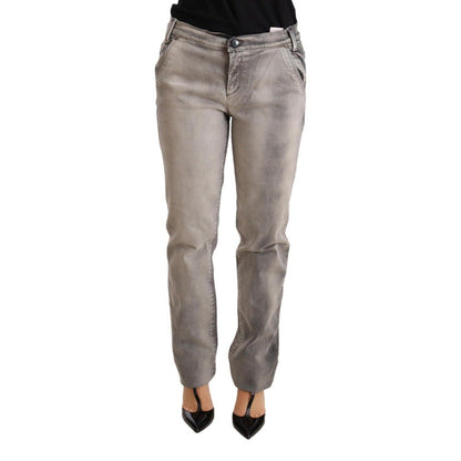 Ermanno Scervino Gray Washed Low Waist Skinny Trouser Cotton Jeans