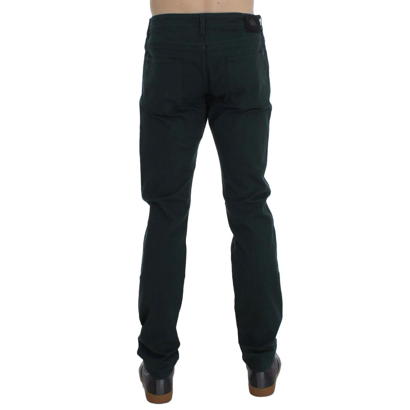 Ermanno Scervino Green Cotton Denim Stretch Straight Fit Jeans