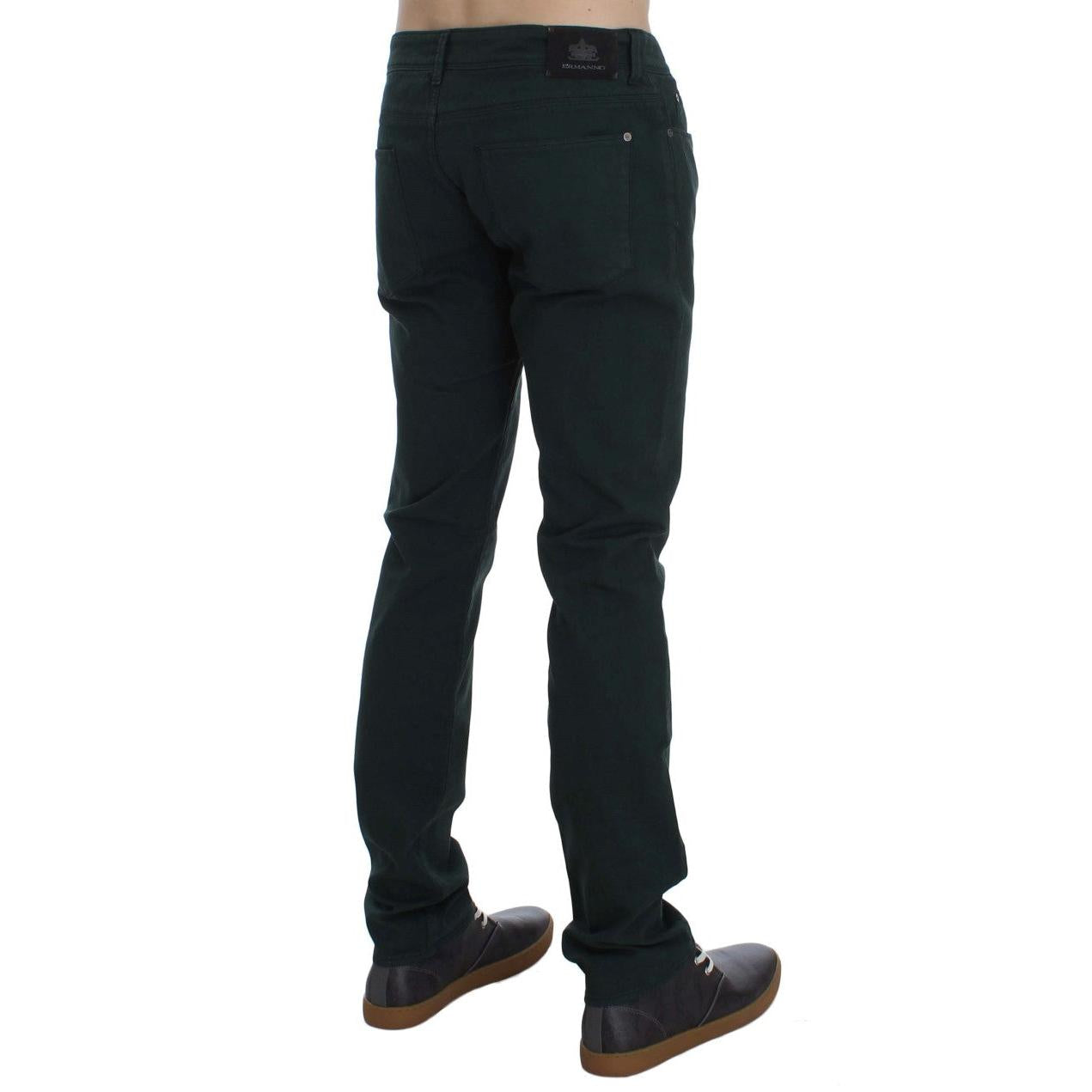 Ermanno Scervino Green Cotton Denim Stretch Straight Fit Jeans