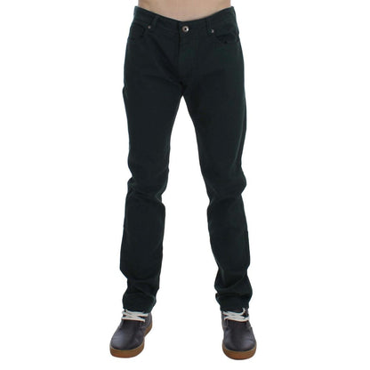 Ermanno Scervino Green Cotton Denim Stretch Straight Fit Jeans