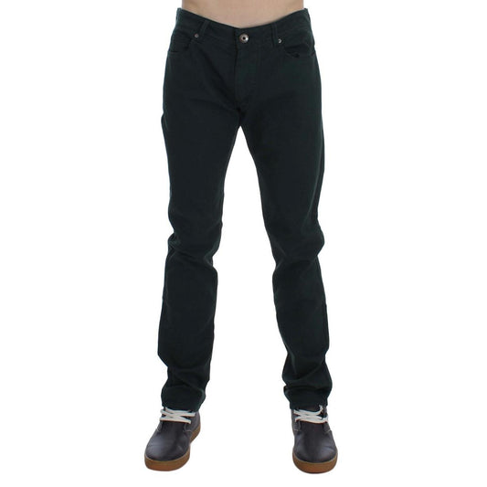 Ermanno Scervino Green Cotton Denim Stretch Straight Fit Jeans