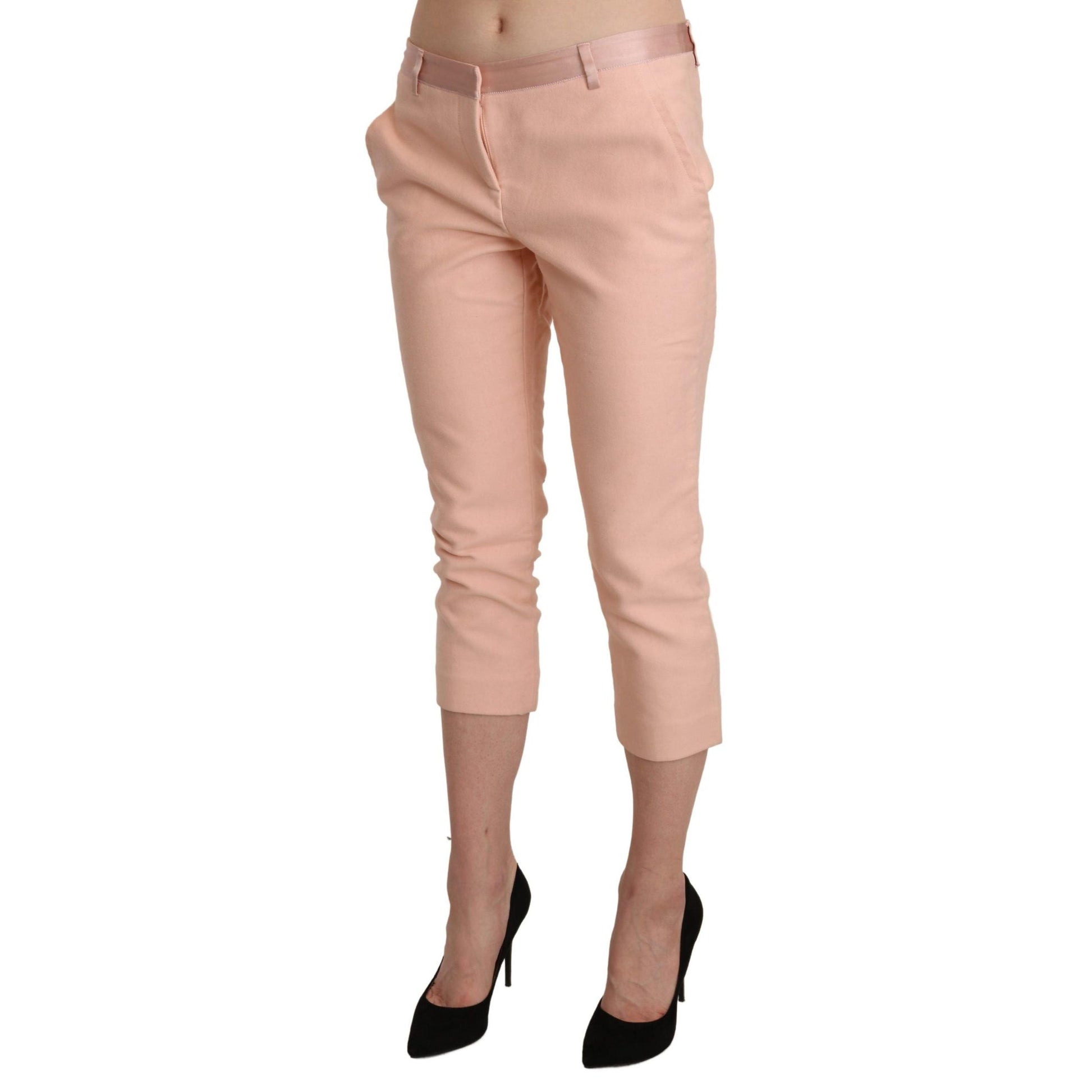 Ermanno Scervino Pink Low Waist Skinny Cropped Capri Pants