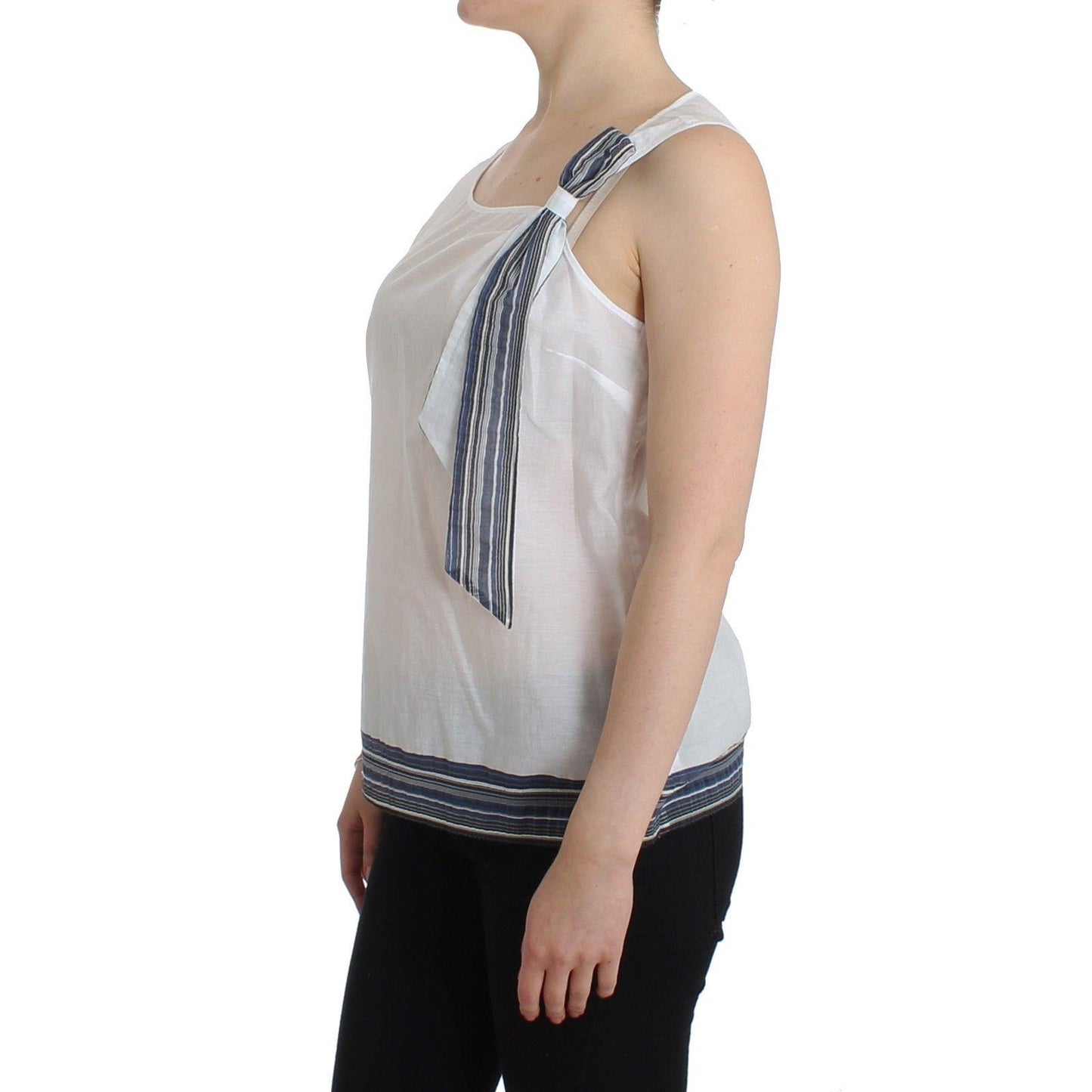 Ermanno Scervino White Blue Top Blouse Tank Shirt Sleeveless