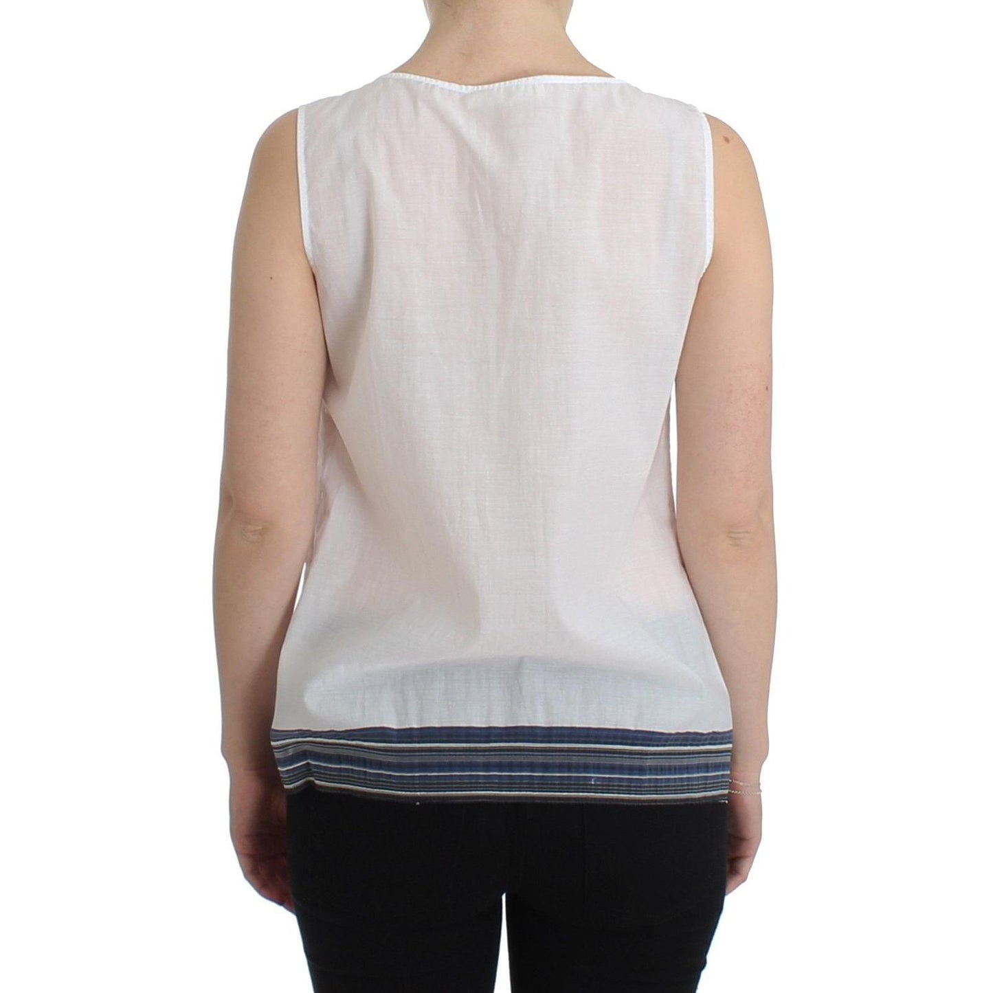 Ermanno Scervino White Blue Top Blouse Tank Shirt Sleeveless