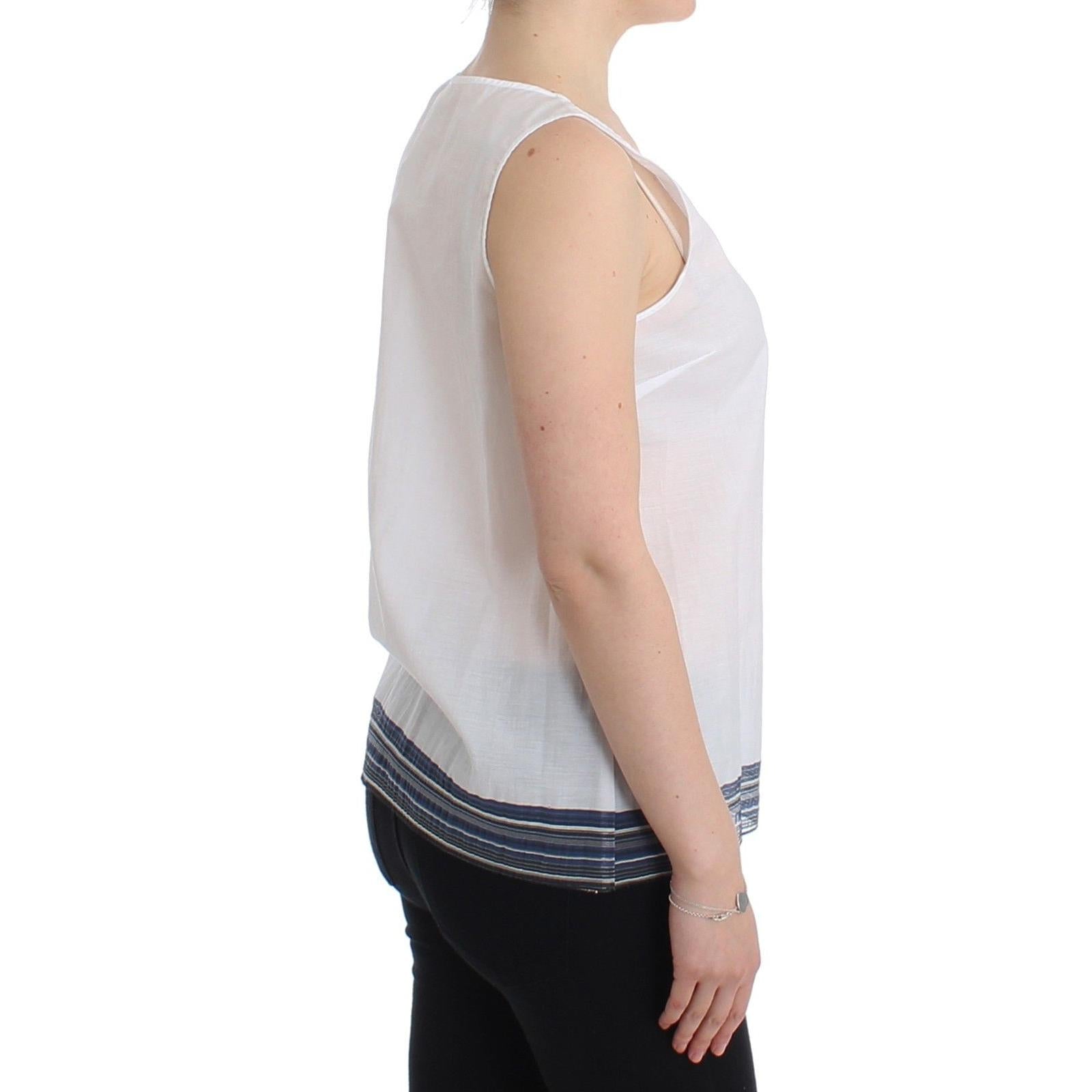 Ermanno Scervino White Blue Top Blouse Tank Shirt Sleeveless