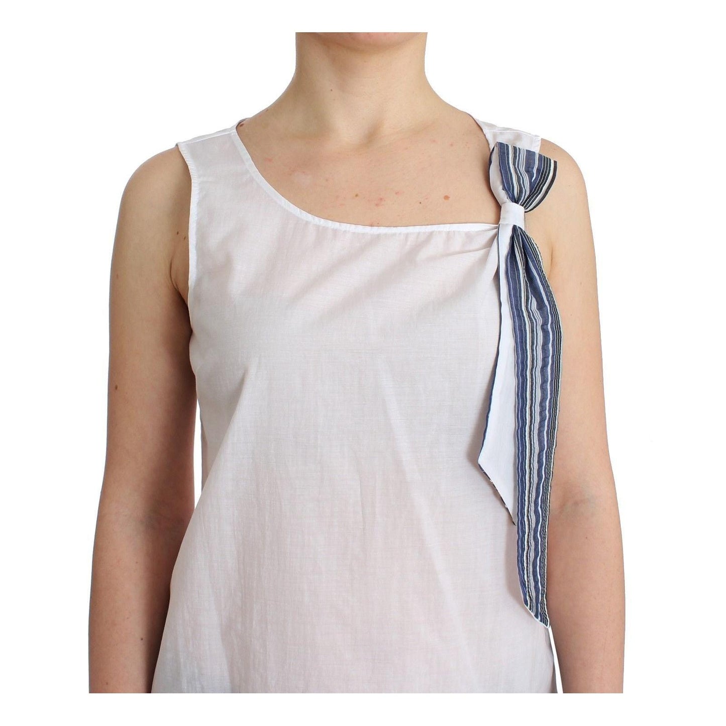 Ermanno Scervino White Blue Top Blouse Tank Shirt Sleeveless