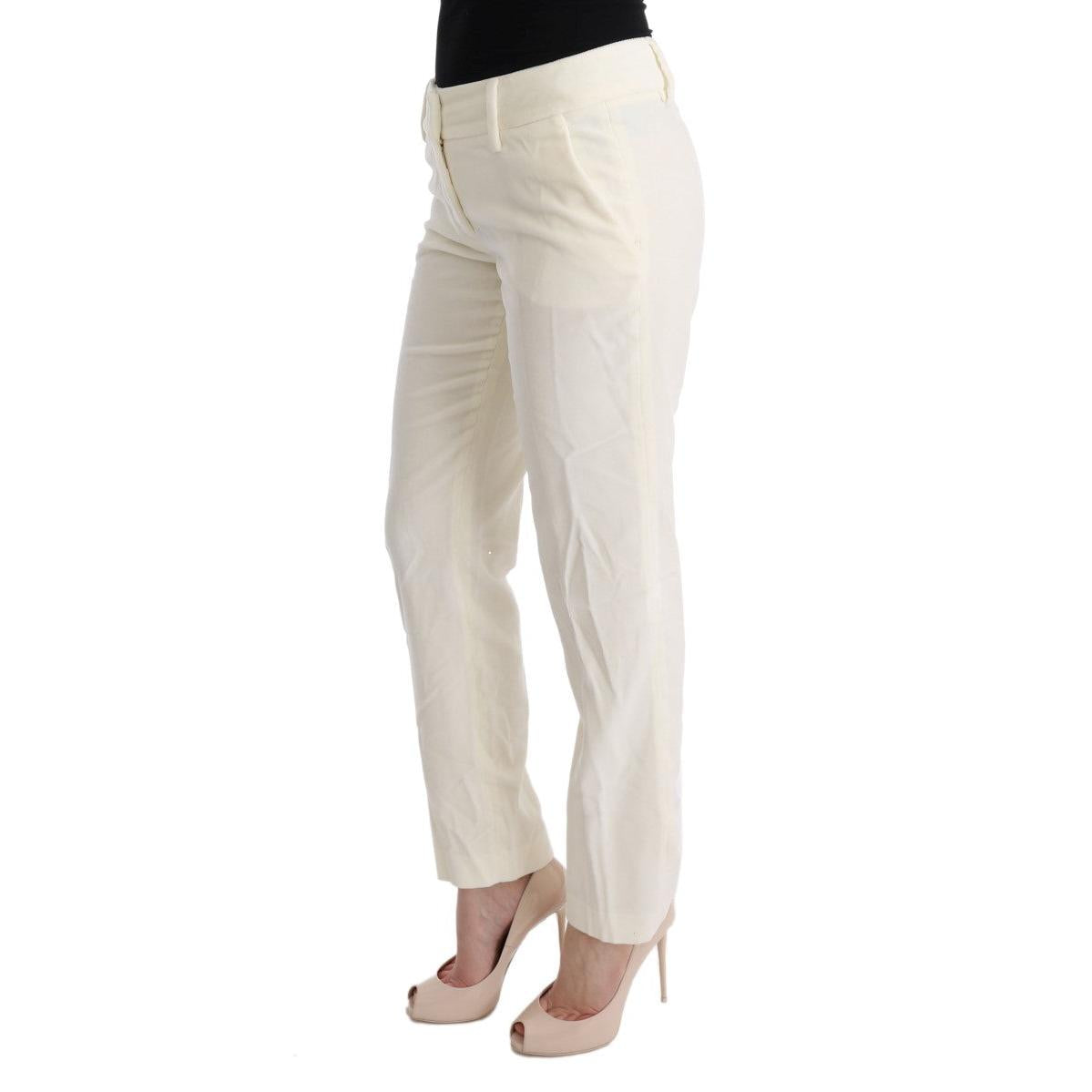 Ermanno Scervino White Cotton Regular Fit Casual Pants