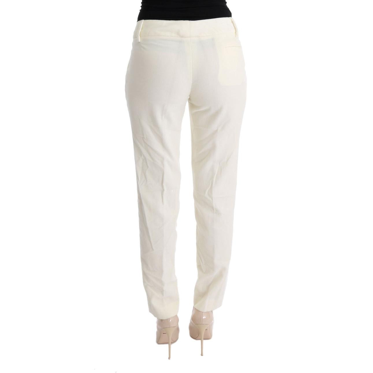 Ermanno Scervino White Cotton Regular Fit Casual Pants