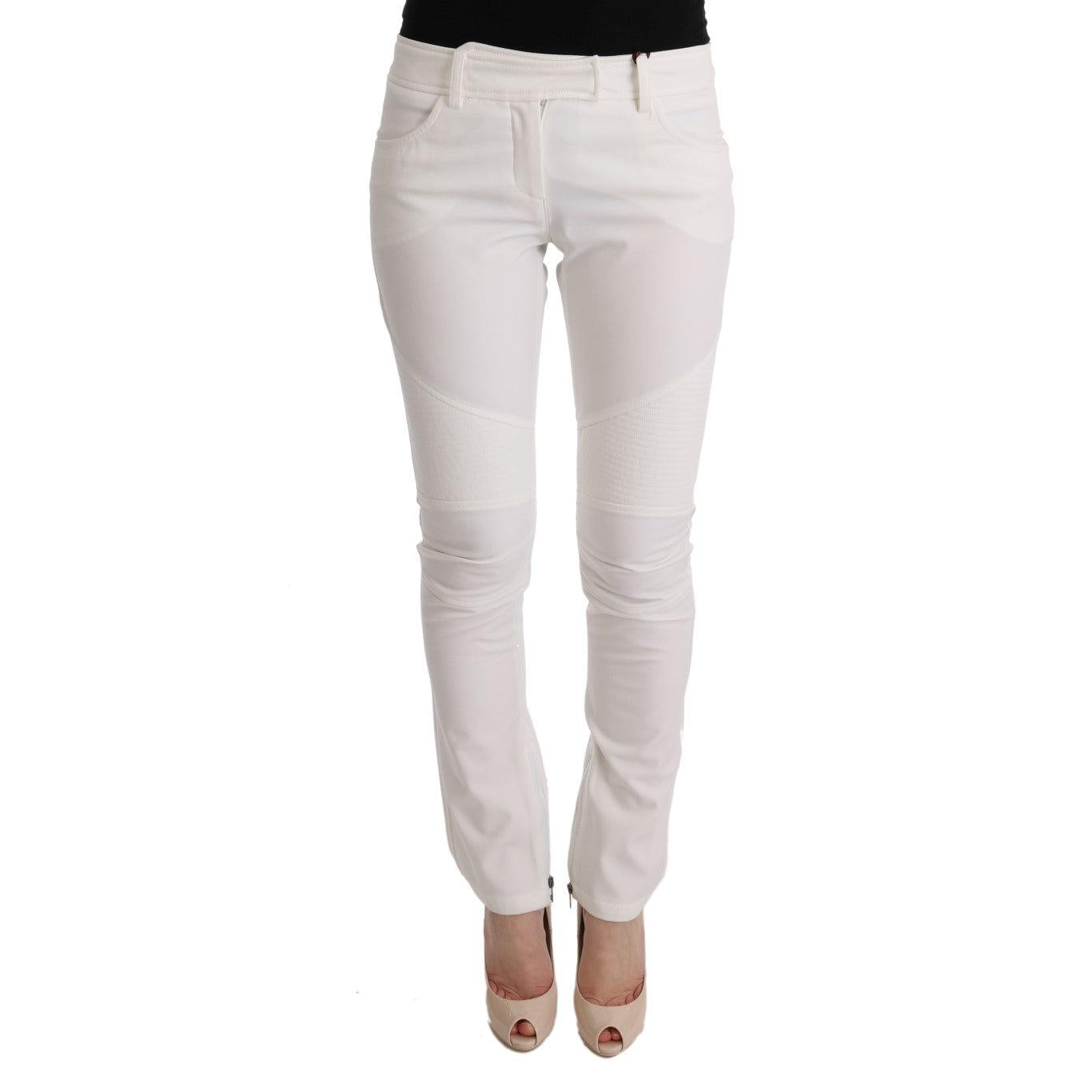 Ermanno Scervino White Cotton Slim Fit Casual Pants
