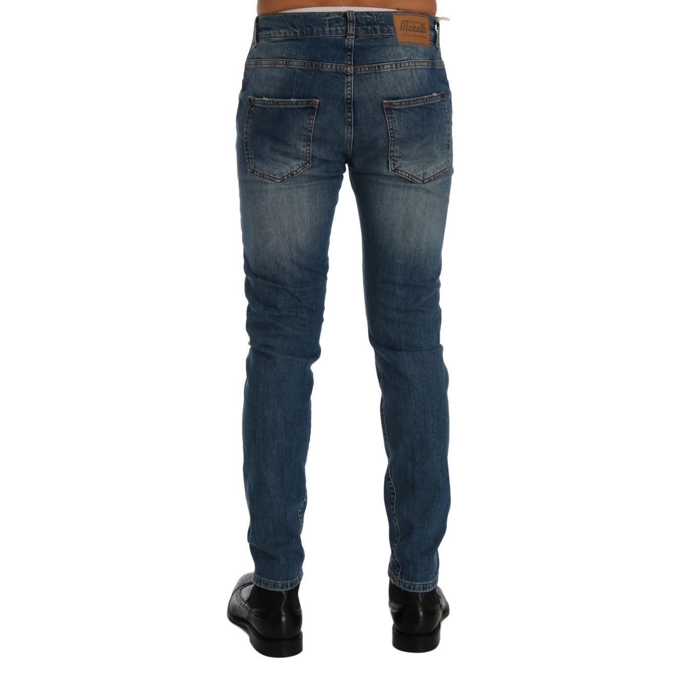 Frankie Morello Blue Wash Torn Dunfermile Slim Fit Jeans