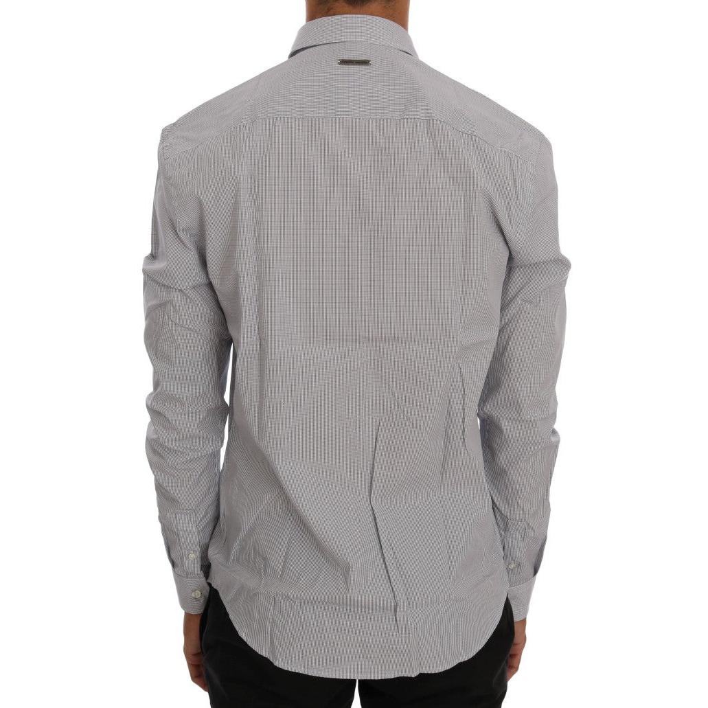 Frankie Morello White Blue Check Casual Cotton Regular Fit Shirt