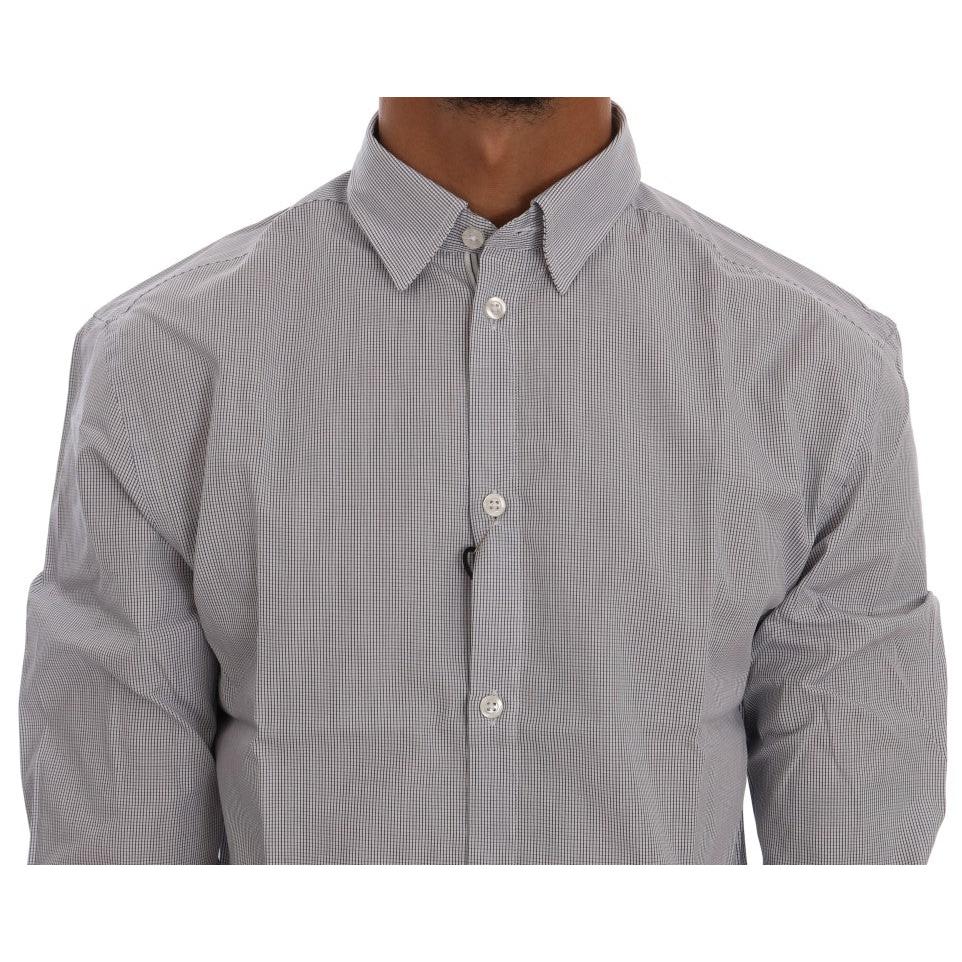 Frankie Morello White Blue Check Casual Cotton Regular Fit Shirt