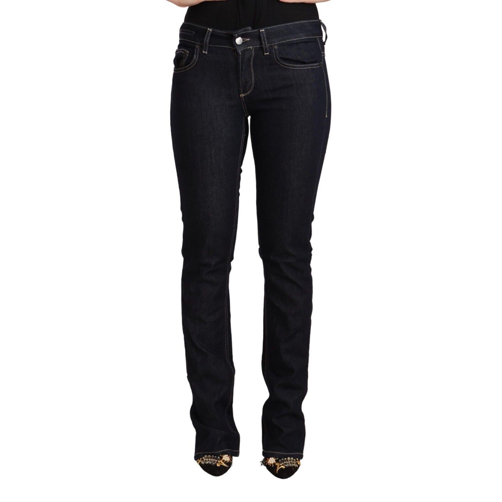 GF Ferre Black Cotton Stretch Low Waist Skinny Denim Jeans