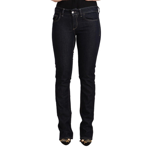 GF Ferre Black Cotton Stretch Low Waist Skinny Denim Jeans