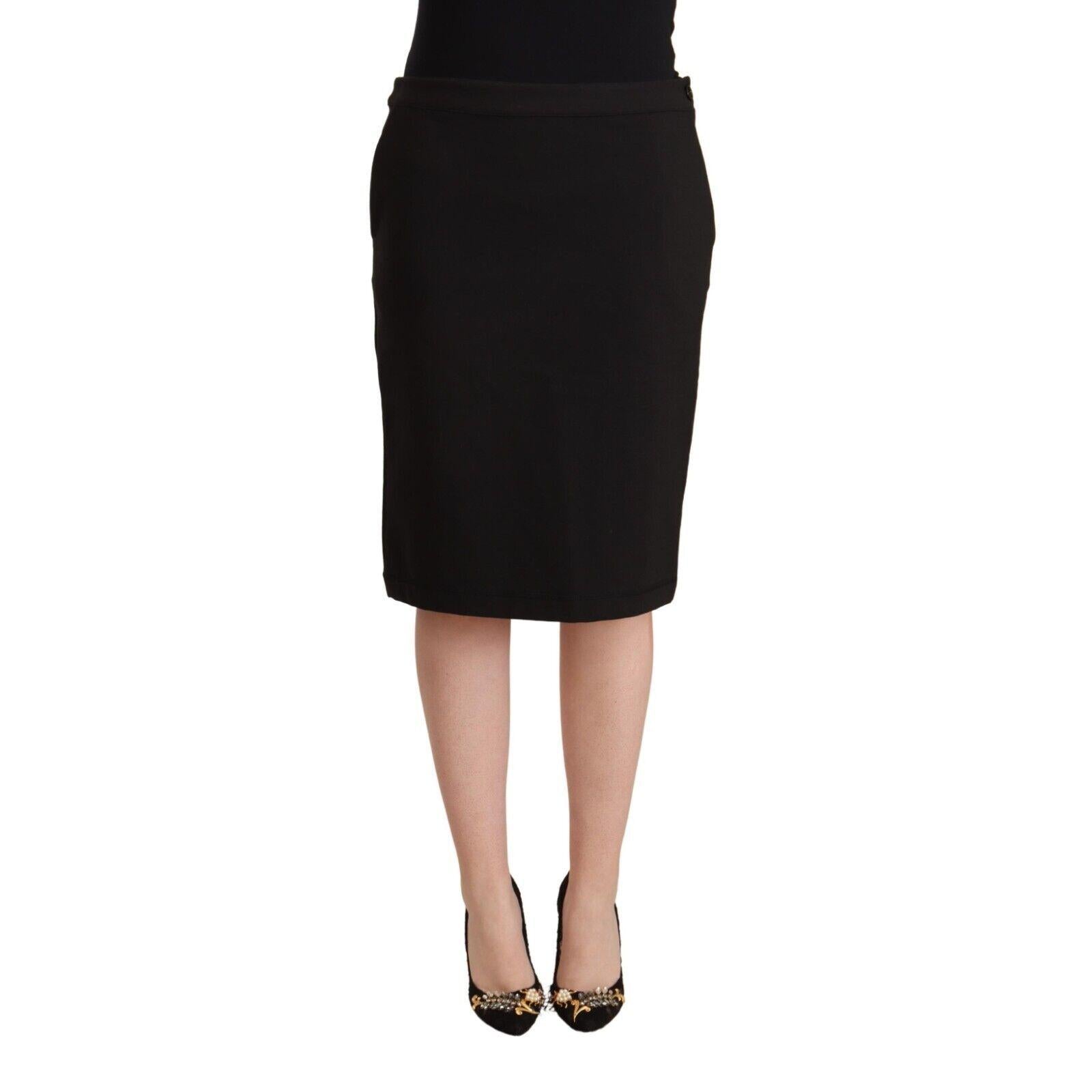 GF Ferre Black Straight Pencil Cut Knee Length Skirt
