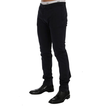 GF Ferre Blue Cotton Stretch Chinos Pants