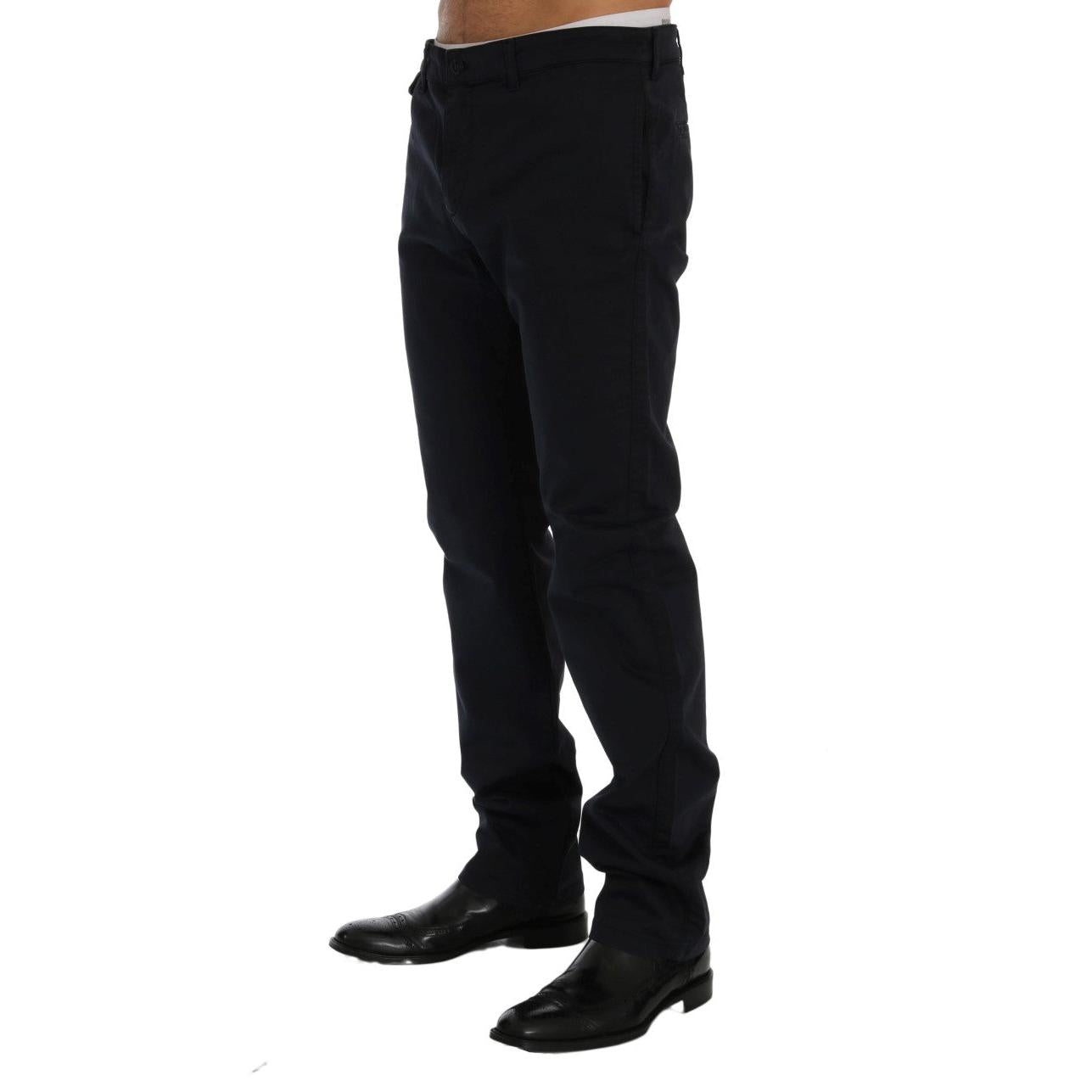 GF Ferre Blue Cotton Stretch Chinos Pants