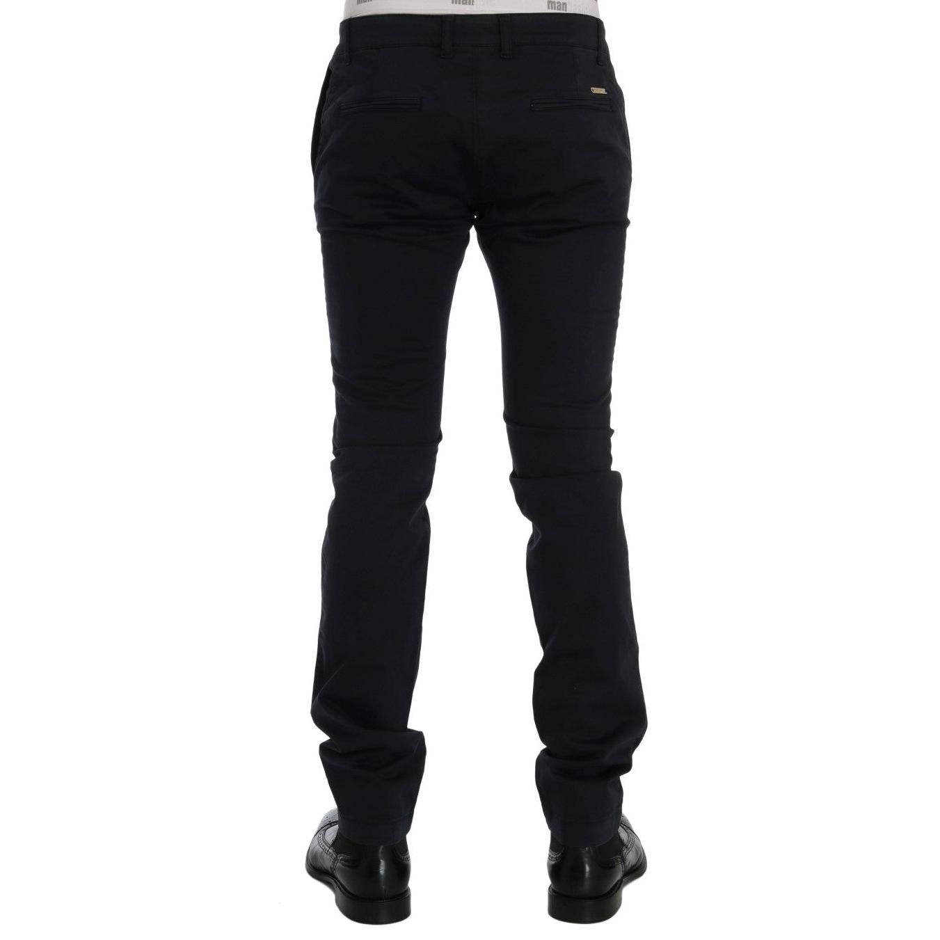 GF Ferre Blue Cotton Stretch Chinos Pants