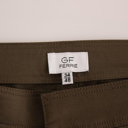 GF Ferre Green Cotton Stretch Comfort Fit Pants