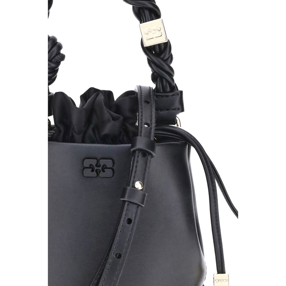 Ganni Black Recycled Leather Backet Bag