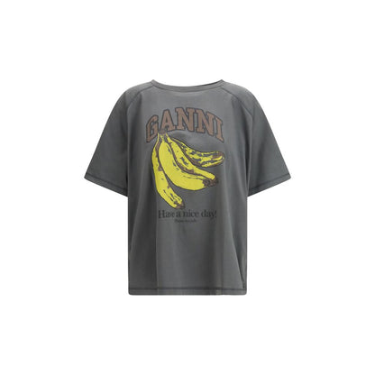 Ganni Gray Cotton T-Shirt