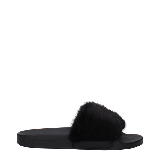 Givenchy Black Cotton Slippers Sandals