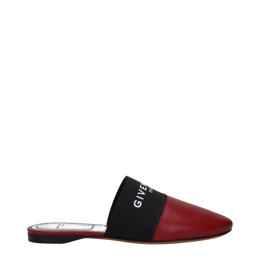 Givenchy Red Leather Slippers Sandals
