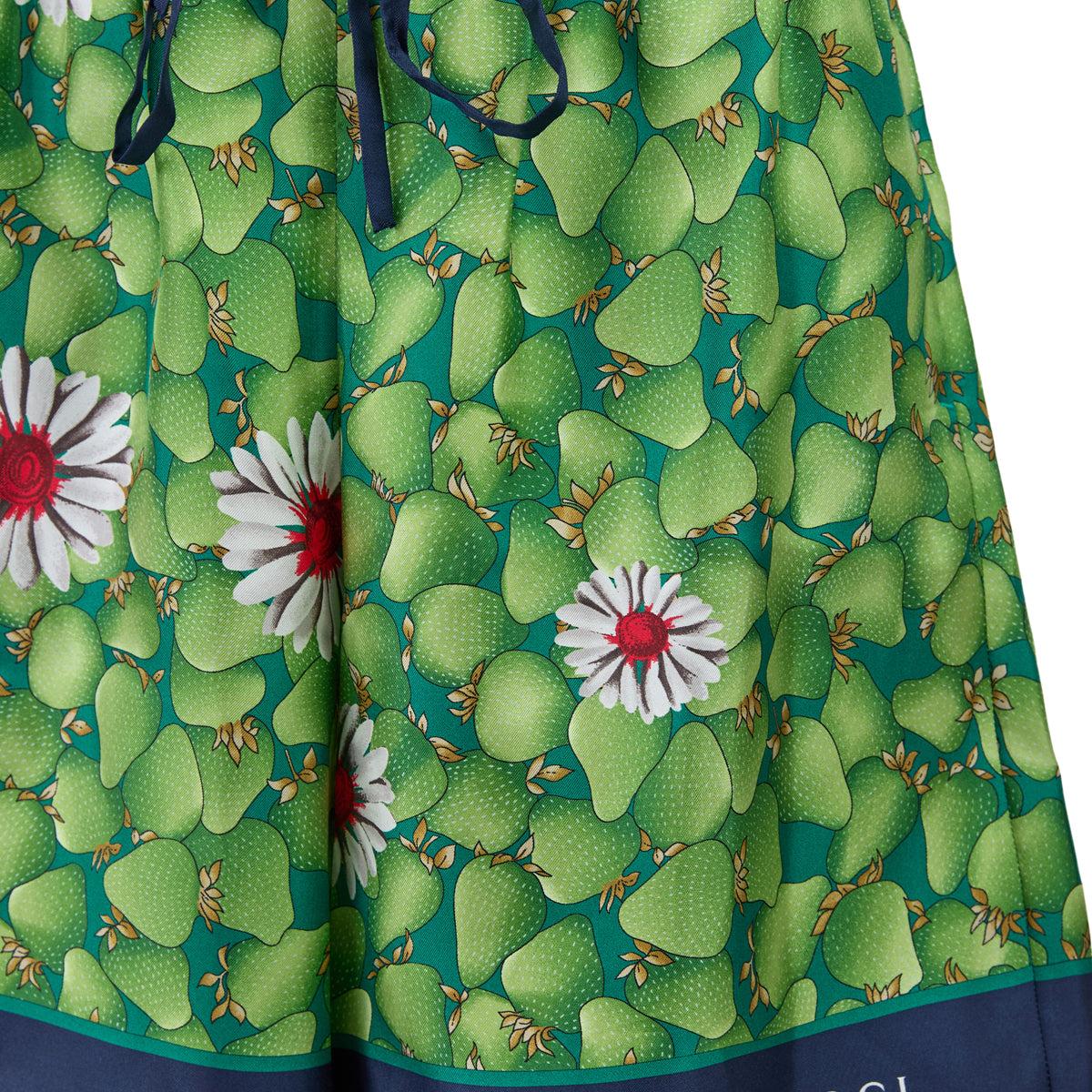Gucci Green Flower Printed Silk Shorts