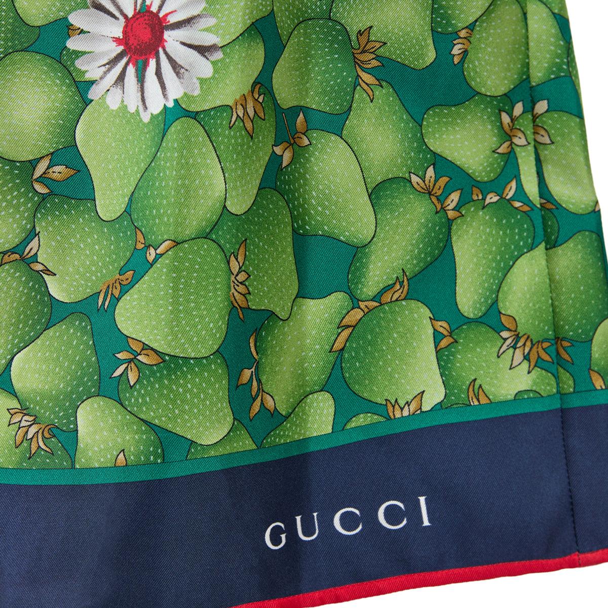 Gucci Green Flower Printed Silk Shorts
