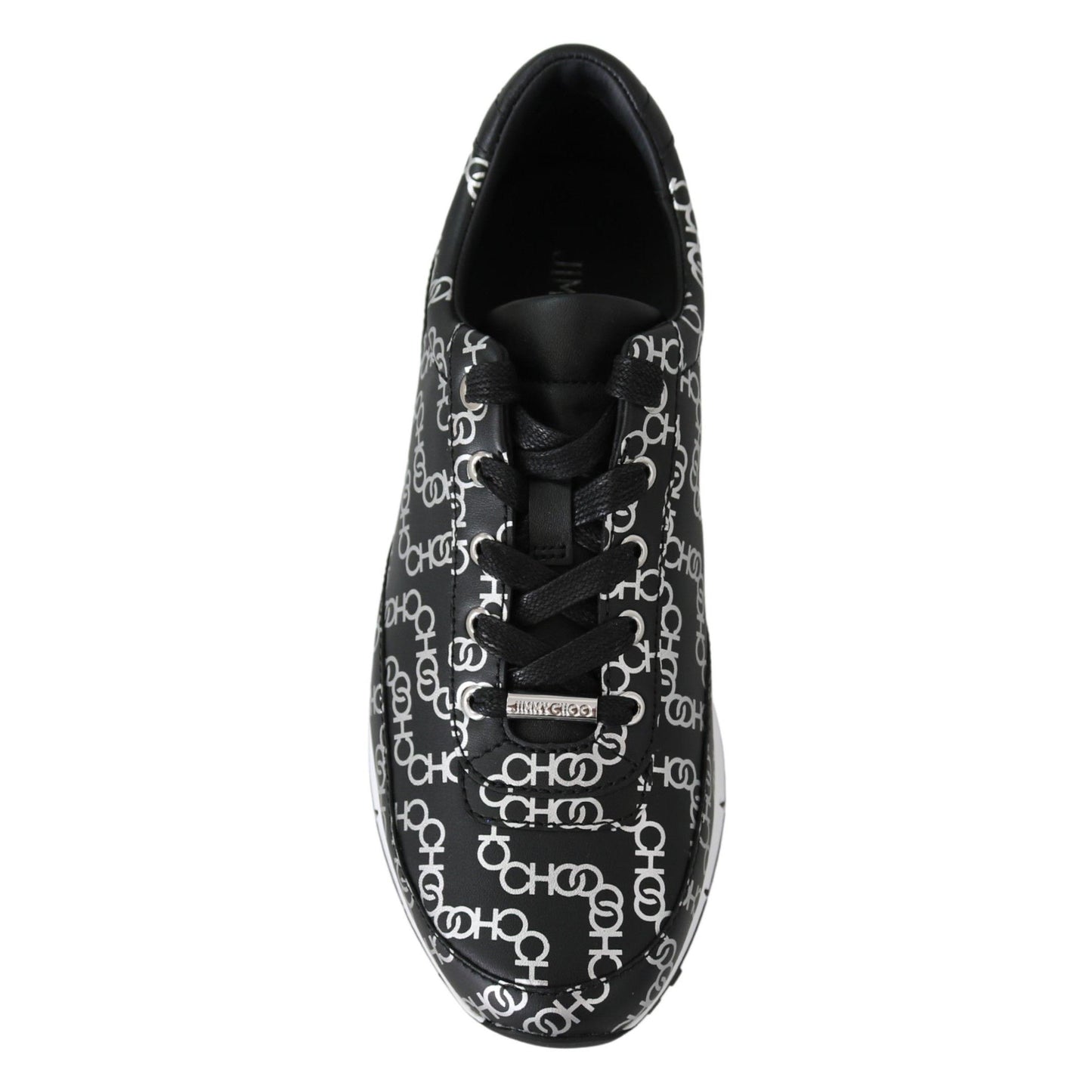 Jimmy Choo Elegant Black & Silver Leather Sneakers