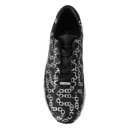 Jimmy Choo Elegant Black & Silver Leather Sneakers