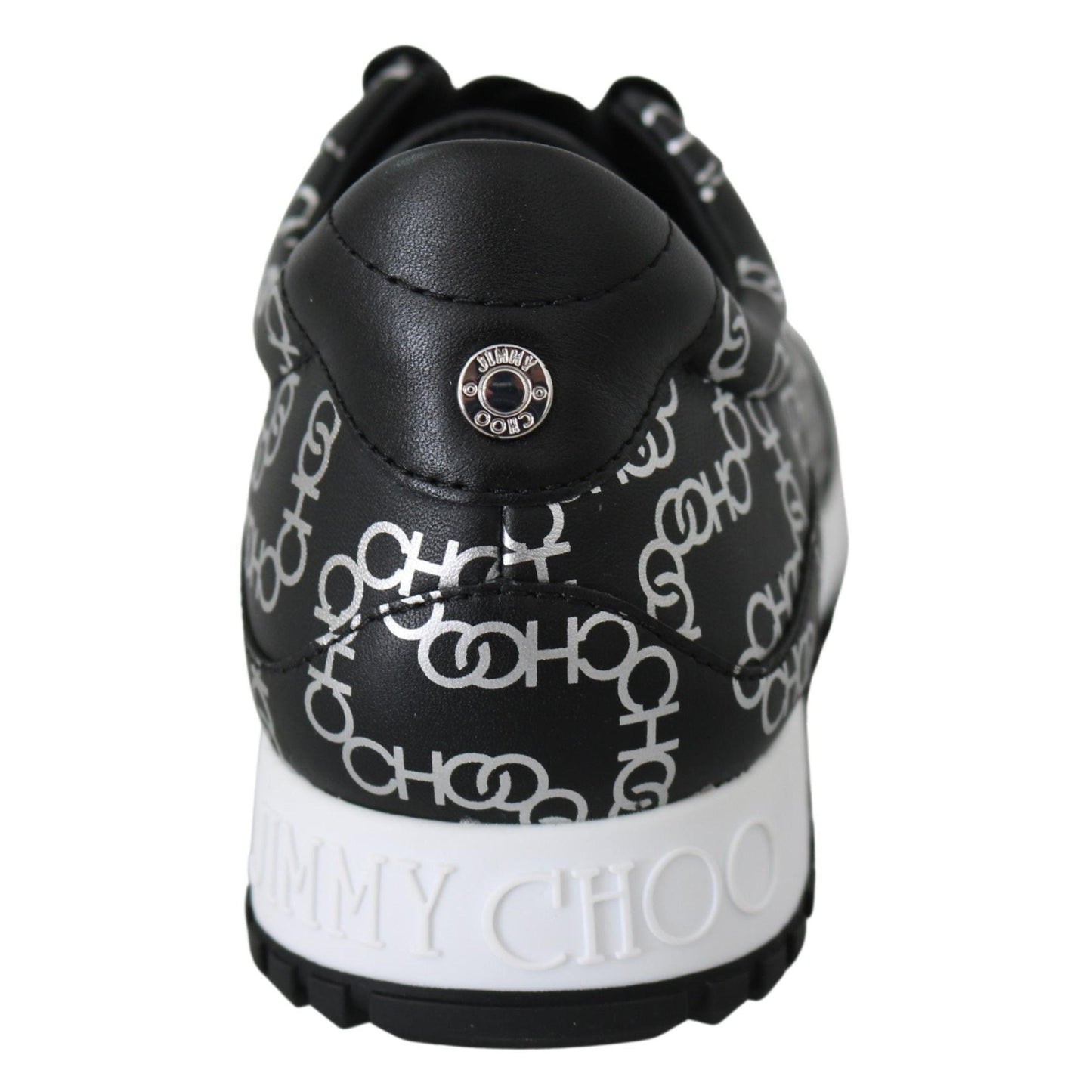 Jimmy Choo Elegant Black & Silver Leather Sneakers