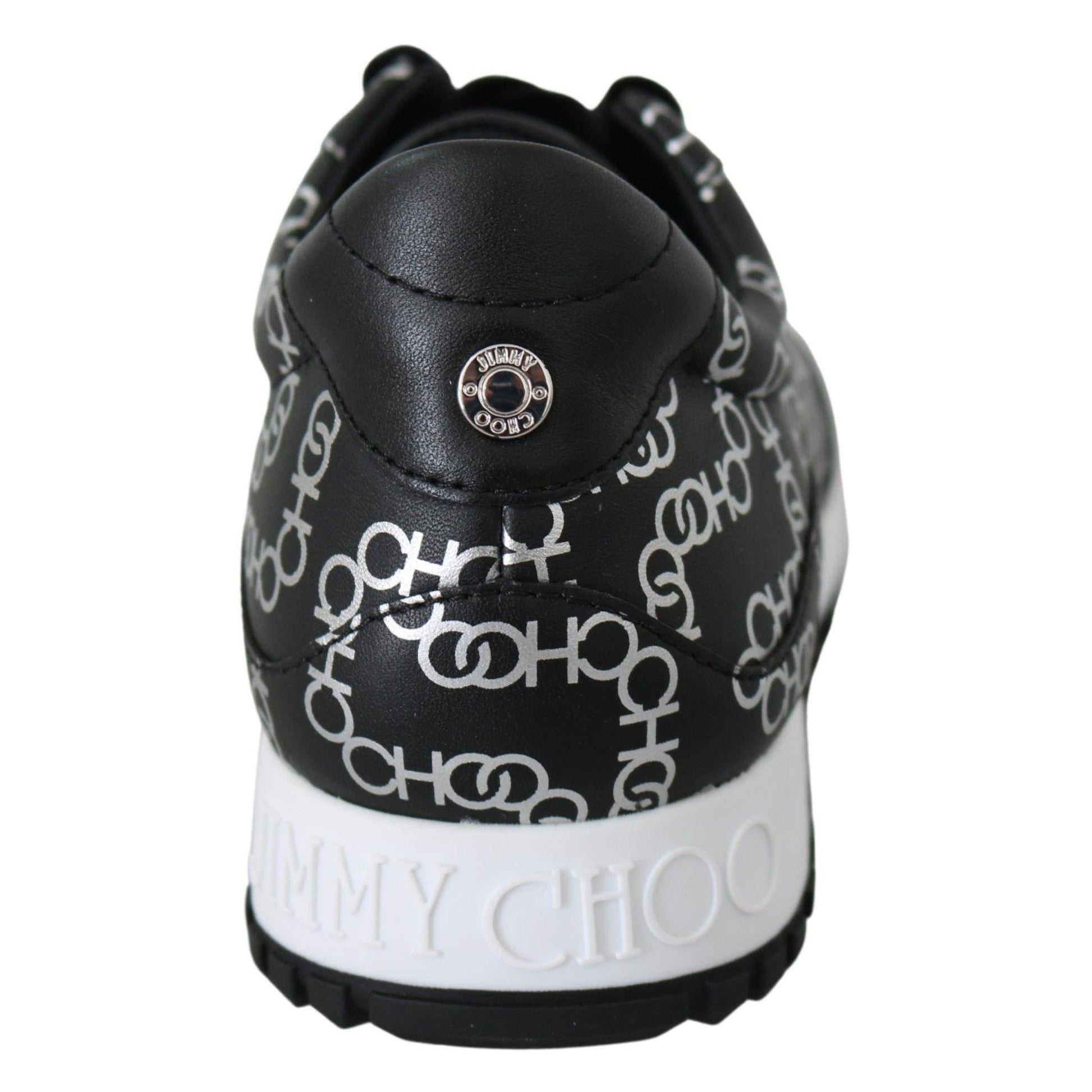Jimmy Choo Elegant Black & Silver Leather Sneakers