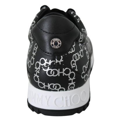 Jimmy Choo Elegant Black & Silver Leather Sneakers