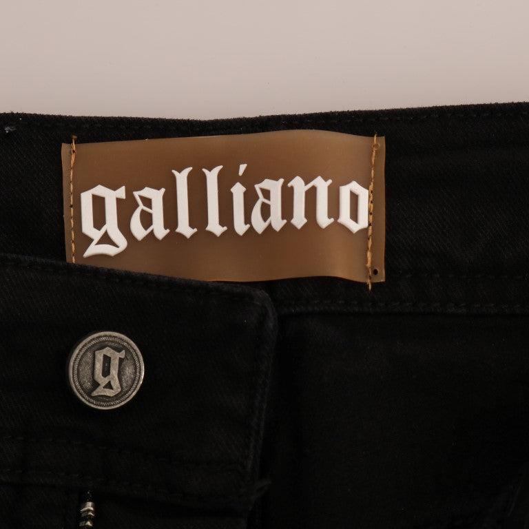 John Galliano Black Cotton Denim Stretch Regular Fit Jeans